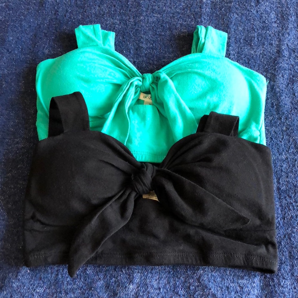 Green and Black Crop Tops/Bralettes
